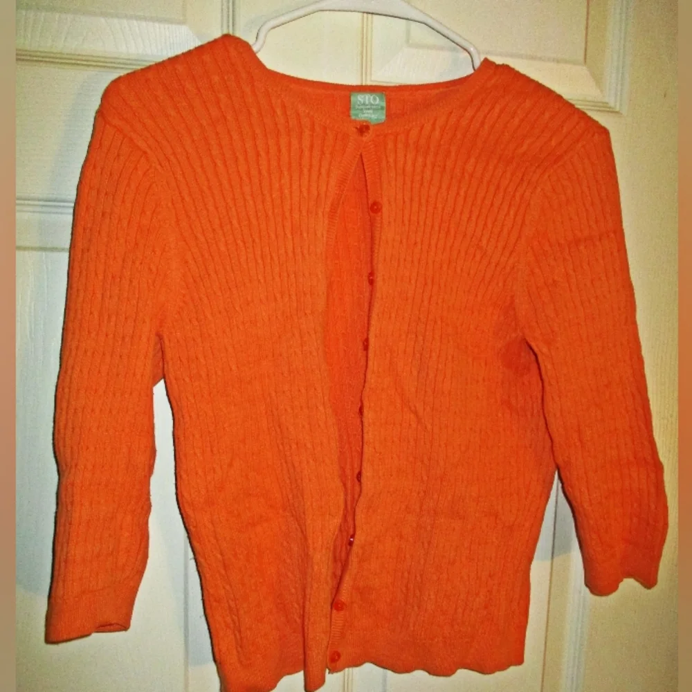 STO Ribbed VTG Cardigan -Susquehanna Trail Outfitter-Size: S-3/4 Length Sleeves